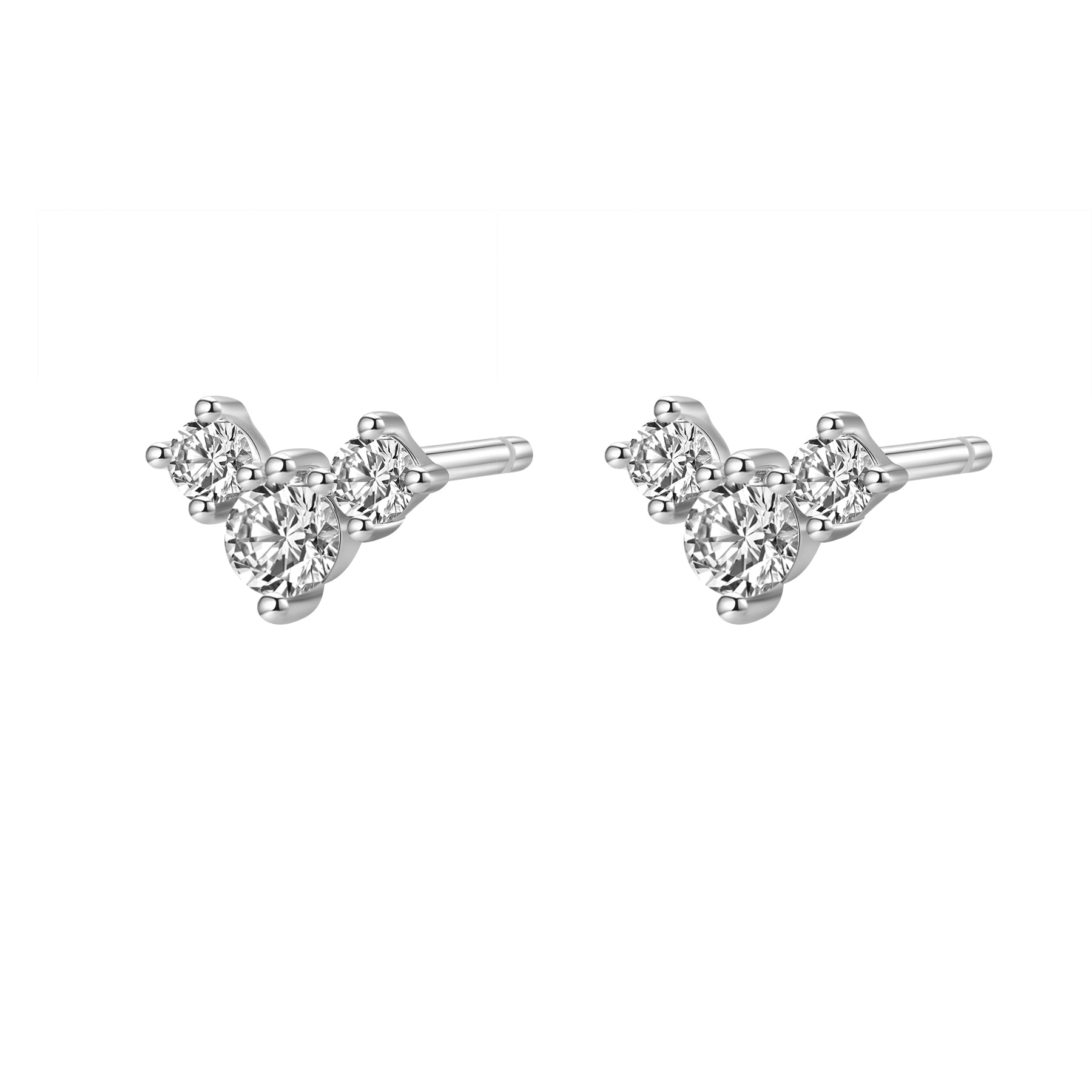 Boucles d’Oreilles Clous Trio de Fleurs Petite Sterling Argent